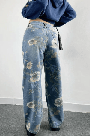 Style Core Aesthetics, New Style Trends - Jean boyfriend bouffant vintage à fleurs