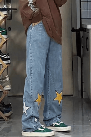 Style Core Aesthetics, New Style Trends - Jean boyfriend coupe droite à patch étoile