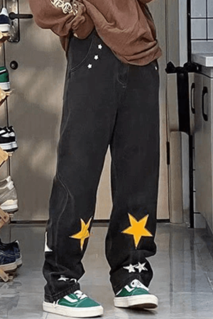 Style Core Aesthetics, New Style Trends - Jean boyfriend coupe droite à patch étoile