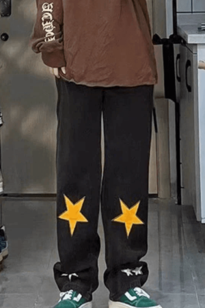 Style Core Aesthetics, New Style Trends - Jean boyfriend coupe droite à patch étoile