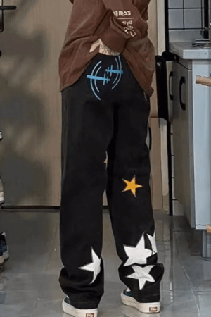 Style Core Aesthetics, New Style Trends - Jean boyfriend coupe droite à patch étoile