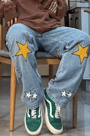 Style Core Aesthetics, New Style Trends - Jean boyfriend coupe droite à patch étoile