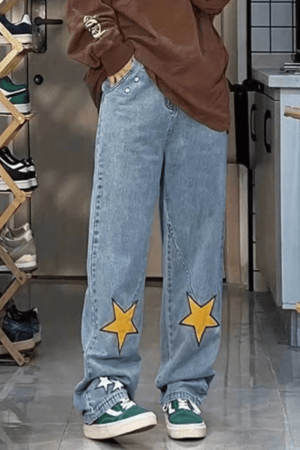 Style Core Aesthetics, New Style Trends - Jean boyfriend coupe droite à patch étoile