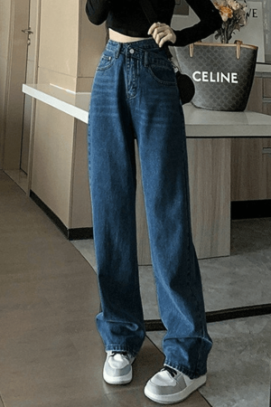 Style Core Aesthetics, New Style Trends - Jean boyfriend croisé délavé vintage