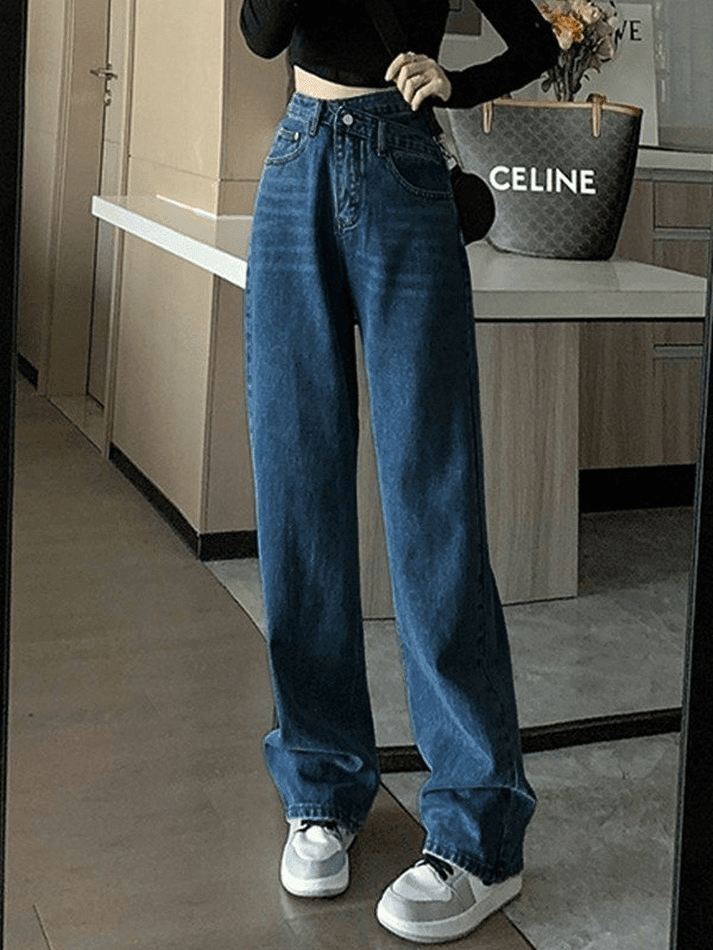 Style Core Aesthetics, New Style Trends - Jean boyfriend croisé délavé vintage Style Core Aesthetics, New Style Trends - Jean boyfriend croisé délavé vintage