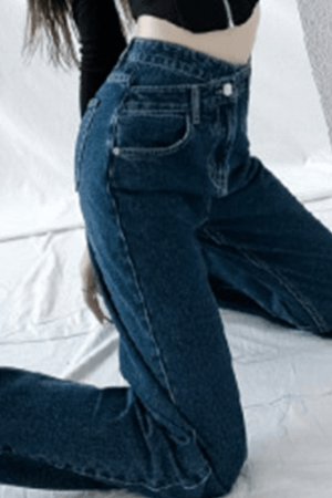 Style Core Aesthetics, New Style Trends - Jean boyfriend croisé délavé vintage