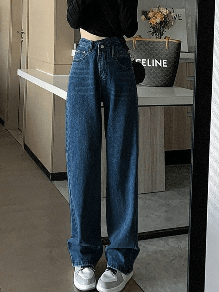 Style Core Aesthetics, New Style Trends - Jean boyfriend croisé délavé vintage Style Core Aesthetics, New Style Trends - Jean boyfriend croisé délavé vintage