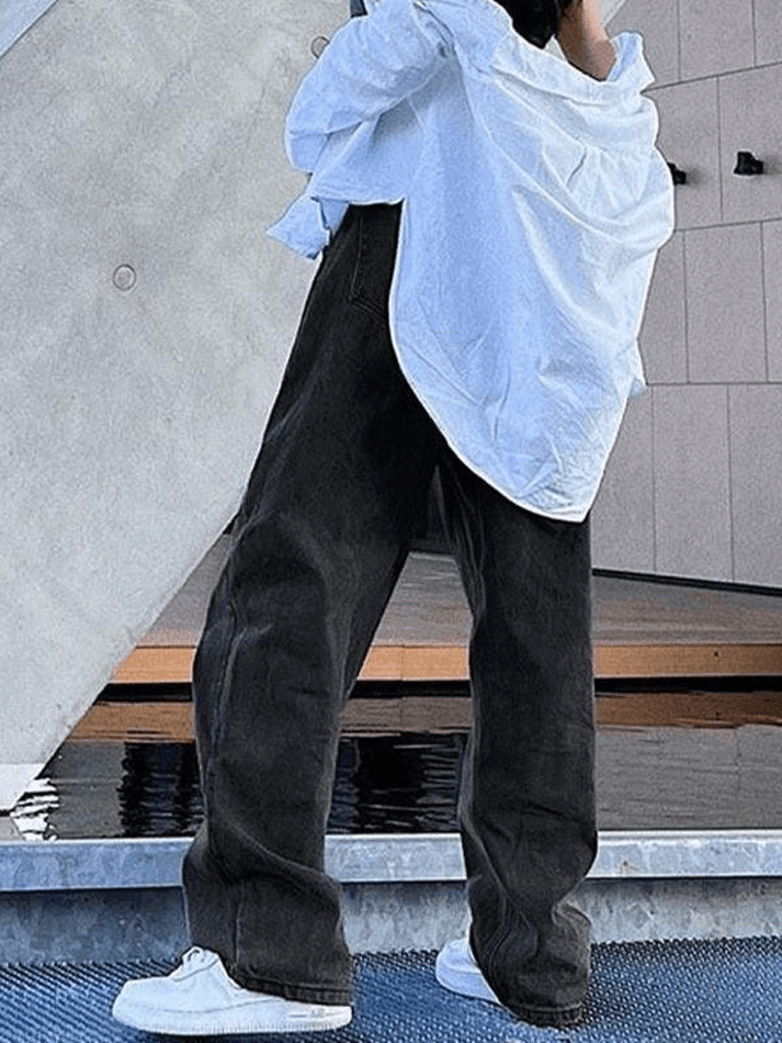 Style Core Aesthetics, New Style Trends - Jean boyfriend délavé foncé Y2K Style Core Aesthetics, New Style Trends - Jean boyfriend délavé foncé Y2K