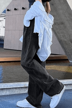 Style Core Aesthetics, New Style Trends - Jean boyfriend délavé foncé Y2K