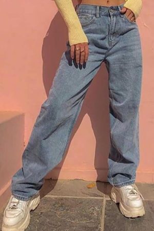 Style Core Aesthetics, New Style Trends - Jean boyfriend délavé à taille haute