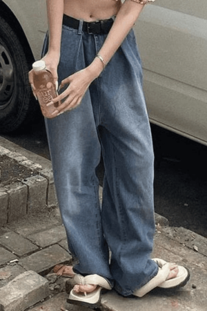 Style Core Aesthetics, New Style Trends - Jean boyfriend délavé Y2K