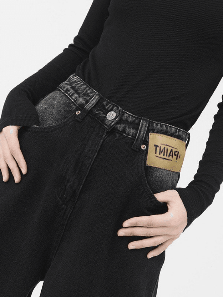 Style Core Aesthetics, New Style Trends - Jean boyfriend noir rétro délavé Style Core Aesthetics, New Style Trends - Jean boyfriend noir rétro délavé