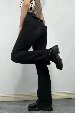 Style Core Aesthetics, New Style Trends - Jean boyfriend noir vintage délavé