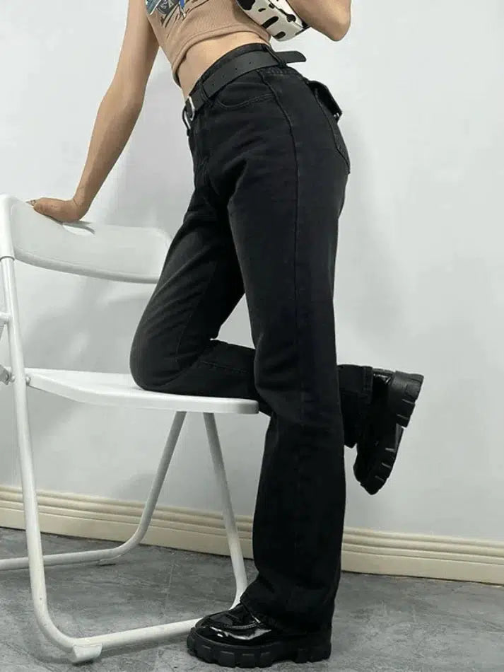 Style Core Aesthetics, New Style Trends - Jean boyfriend noir vintage délavé Style Core Aesthetics, New Style Trends - Jean boyfriend noir vintage délavé