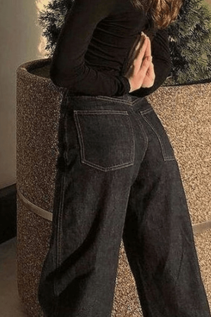 Style Core Aesthetics, New Style Trends - Jean boyfriend taille haute cousu