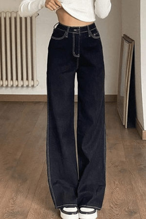 Style Core Aesthetics, New Style Trends - Jean boyfriend taille haute cousu