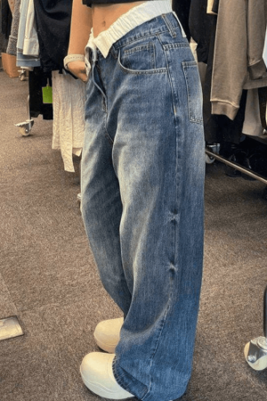 Style Core Aesthetics, New Style Trends - Jean boyfriend taille haute patchwork