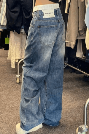 Style Core Aesthetics, New Style Trends - Jean boyfriend taille haute patchwork