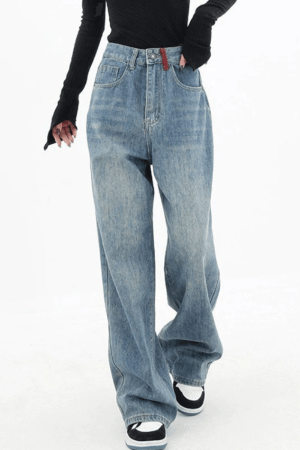 Style Core Aesthetics, New Style Trends - Jean boyfriend vintage contrasté années 90