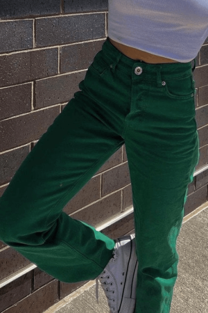 Style Core Aesthetics, New Style Trends - Jean boyfriend vintage délavé vert