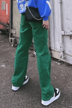 Style Core Aesthetics, New Style Trends - Jean boyfriend vintage délavé vert