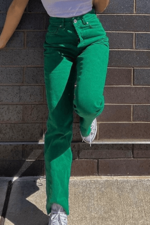 Style Core Aesthetics, New Style Trends - Jean boyfriend vintage délavé vert