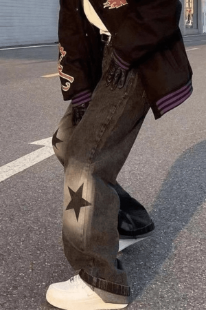 Style Core Aesthetics, New Style Trends - Jean boyfriend vintage à imprimé étoiles