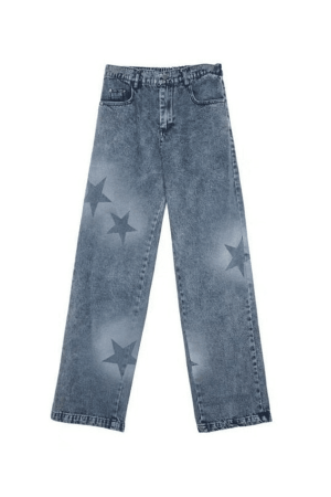 Style Core Aesthetics, New Style Trends - Jean boyfriend vintage à imprimé étoiles