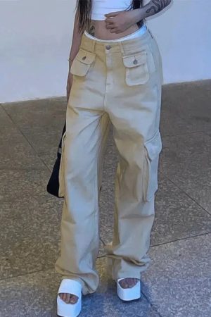 Style Core Aesthetics, New Style Trends - Jean cargo baggy kaki vintage