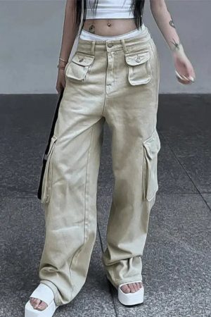 Style Core Aesthetics, New Style Trends - Jean cargo baggy kaki vintage