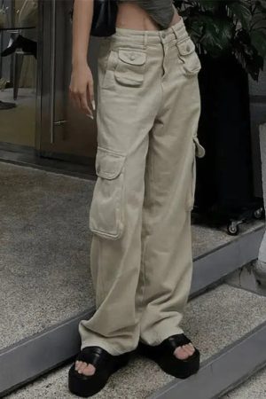 Style Core Aesthetics, New Style Trends - Jean cargo baggy kaki vintage