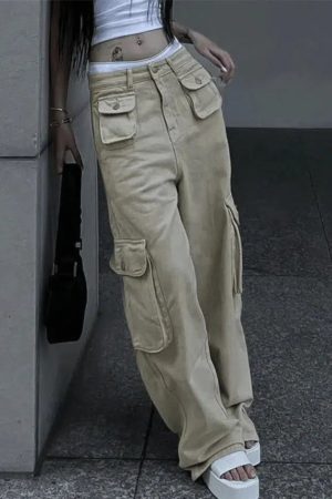 Style Core Aesthetics, New Style Trends - Jean cargo baggy kaki vintage