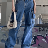 Style Core Aesthetics, New Style Trends - Jean cargo baggy à poches délavées vintage