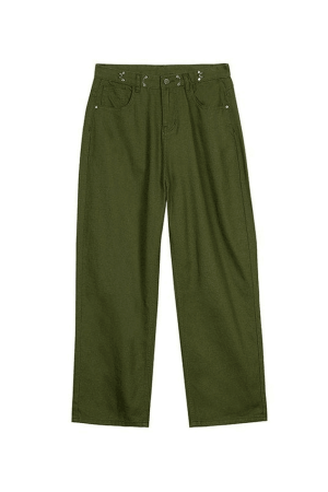Style Core Aesthetics, New Style Trends - Jean cargo baggy vert vintage