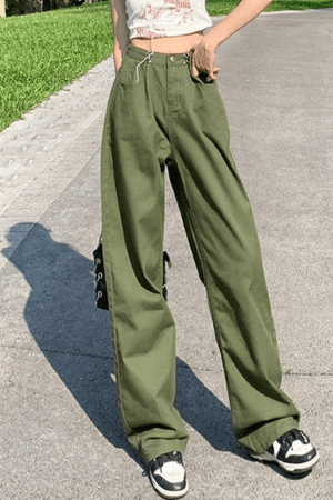 Style Core Aesthetics, New Style Trends - Jean cargo baggy vert vintage
