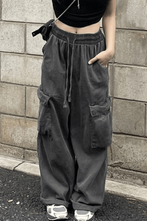 Style Core Aesthetics, New Style Trends - Jean cargo baggy vintage avec poches