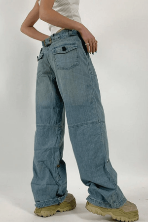 Style Core Aesthetics, New Style Trends - Jean cargo coupe droite avec ceinture