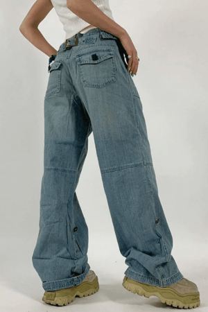 Style Core Aesthetics, New Style Trends - Jean cargo coupe droite avec ceinture