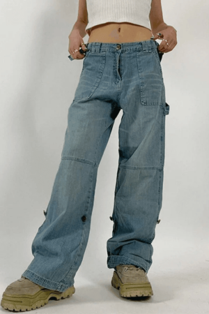 Style Core Aesthetics, New Style Trends - Jean cargo coupe droite avec ceinture