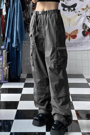 Style Core Aesthetics, New Style Trends - Jean cargo délavé à boucle graphique