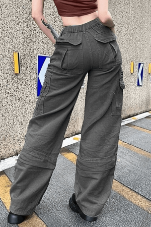 Style Core Aesthetics, New Style Trends - Jean cargo délavé à boucle graphique