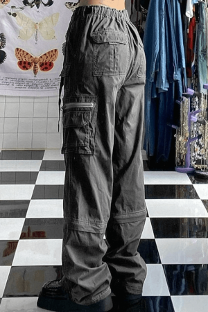 Style Core Aesthetics, New Style Trends - Jean cargo délavé à boucle graphique