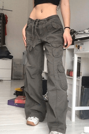 Style Core Aesthetics, New Style Trends - Jean cargo délavé à poches plaquées