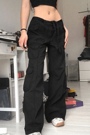 Style Core Aesthetics, New Style Trends - Jean cargo délavé à poches plaquées