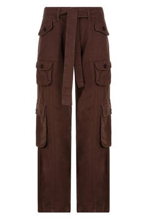 Style Core Aesthetics, New Style Trends - Jean cargo délavé à poches plaquées