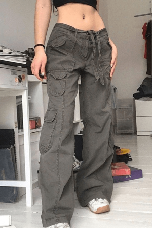 Style Core Aesthetics, New Style Trends - Jean cargo délavé à poches plaquées