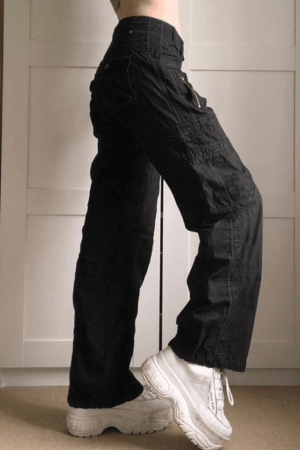 Style Core Aesthetics, New Style Trends - Jean cargo délavé à taille basse