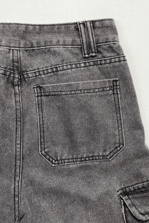 Style Core Aesthetics, New Style Trends - Jean cargo délavé à taille moyenne avec poche