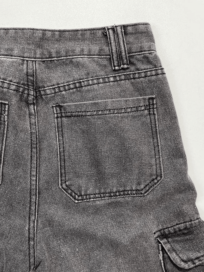 Style Core Aesthetics, New Style Trends - Jean cargo délavé à taille moyenne avec poche Style Core Aesthetics, New Style Trends - Jean cargo délavé à taille moyenne avec poche