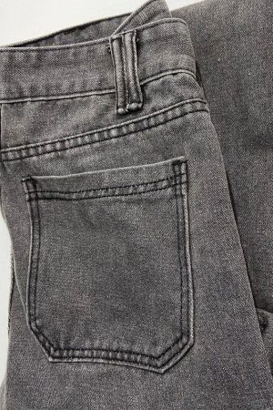 Style Core Aesthetics, New Style Trends - Jean cargo délavé à taille moyenne avec poche